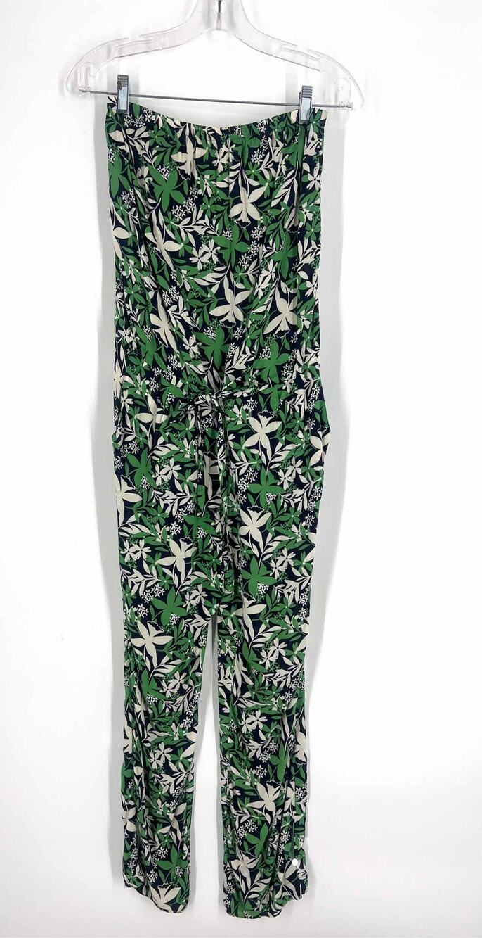 Velvet Size S Navy/Green Strap Leaves Designer Jumpsuit